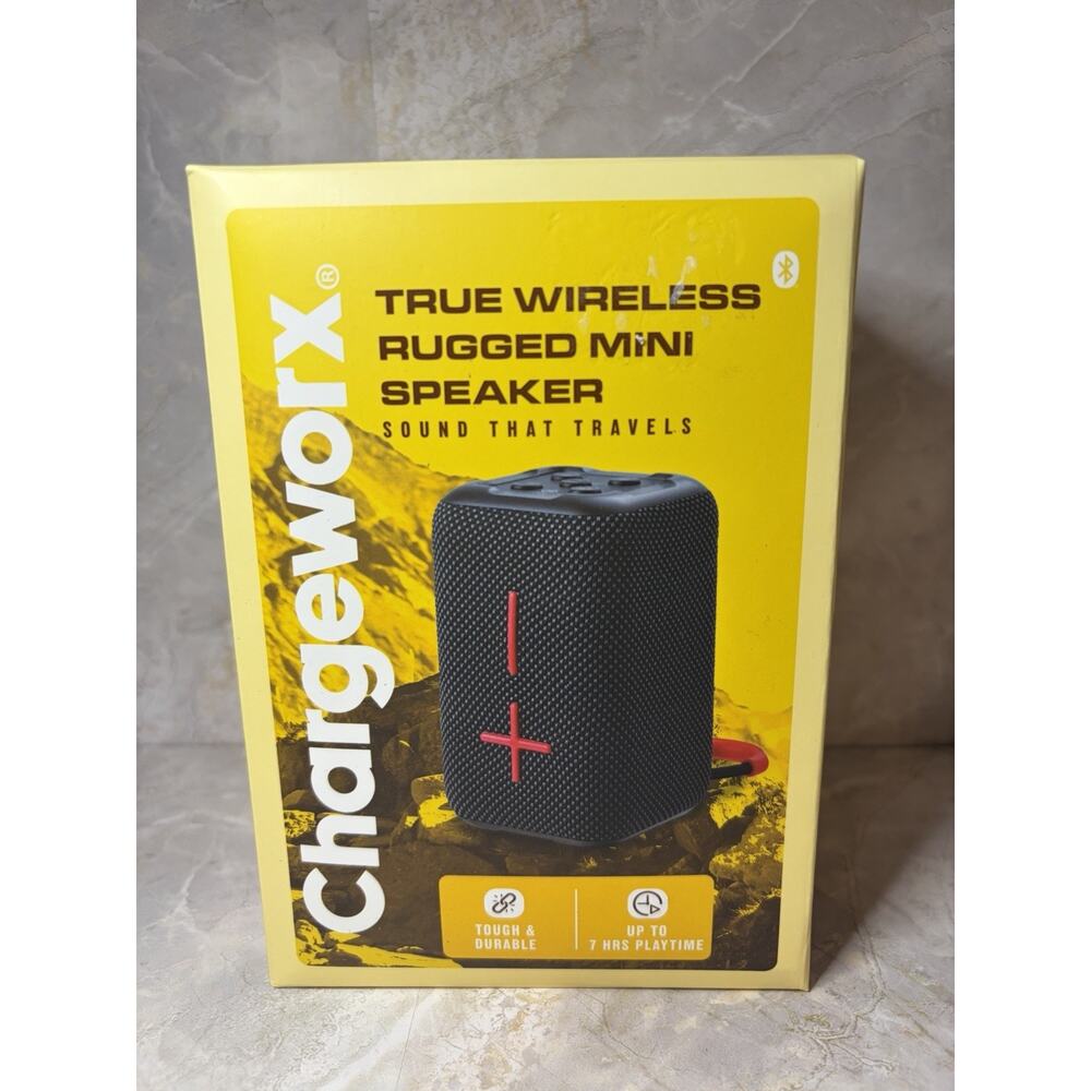 Chargeworx True Wireless Rugged Mini Speaker, Bluetooth, Booming Bass, Black